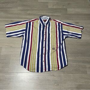 Vintage 90s ZIZA American Classics Striped Short Sleeve Button down Small